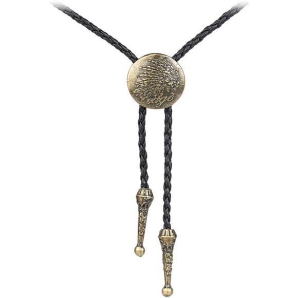 Bolo Tie for Men Women Round Bronze - Picture 1 of 6